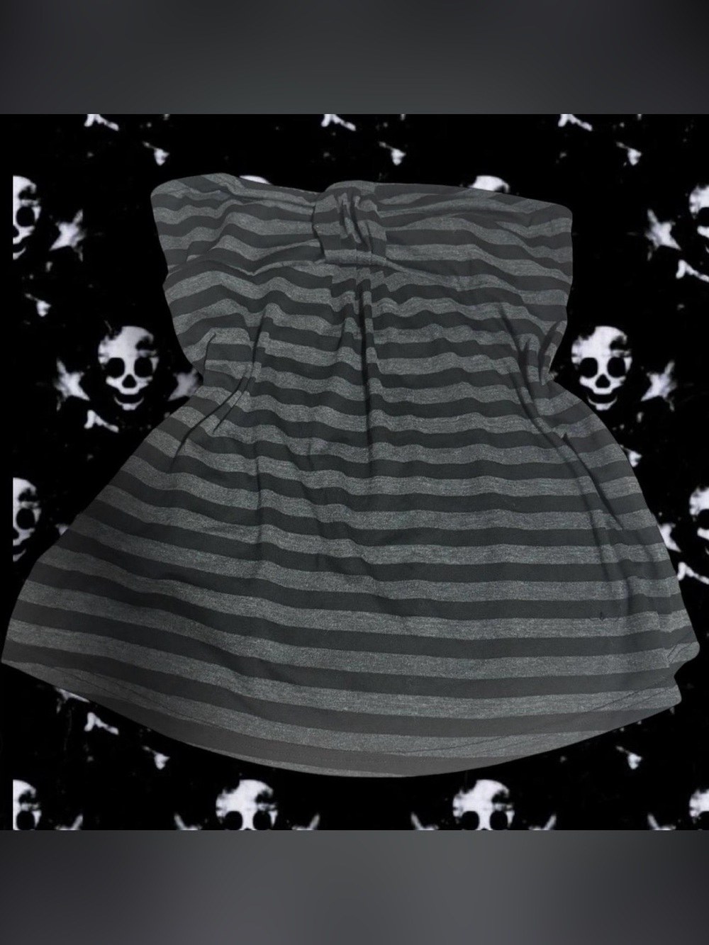 Strapless Black & Gray Striped Tube Top